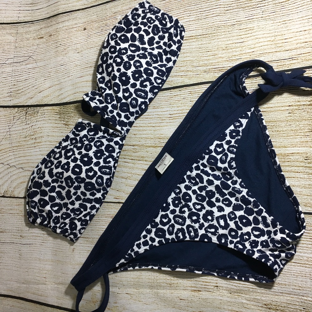 Hollister Blue Cheetah Print Bikini